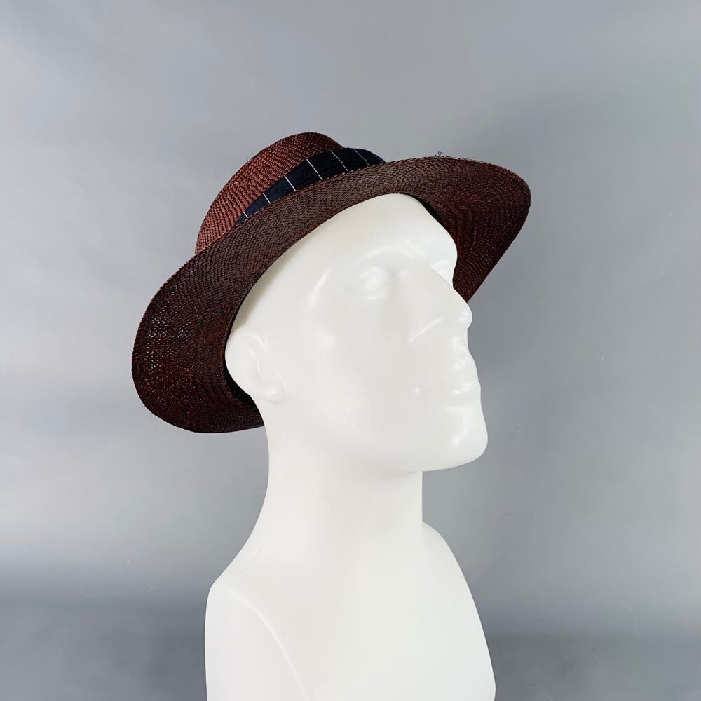 ADAM KIMMEL Size L Brown Woven Straw Panama Hat